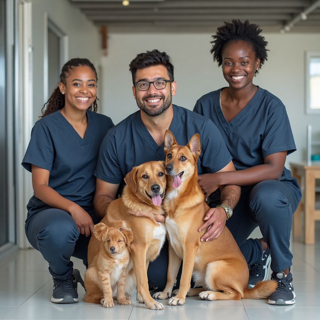 Pet Care & Training Hub team with pets