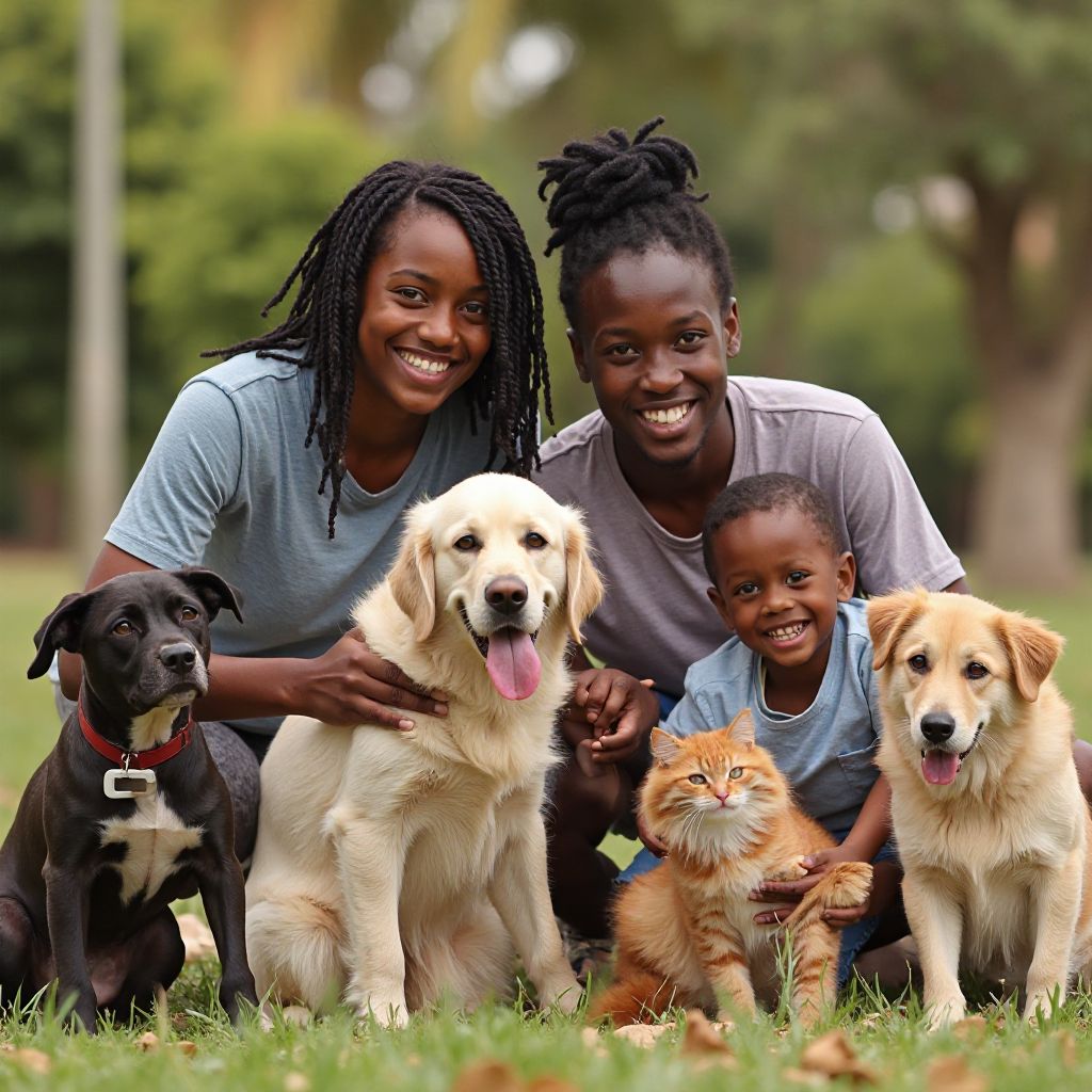 Yaw Asante with family and pets
